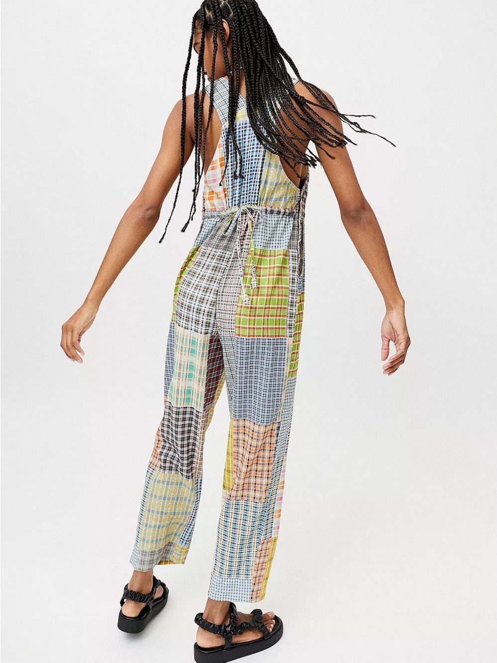Urban Outfitters Nikki Patchwork Plaid Dungarees Size Medium